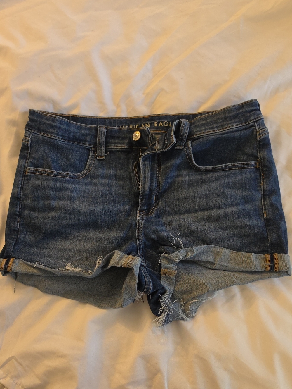 American Eagle Outfitters Blue Rolled Hem Denim Shorts, Size 12